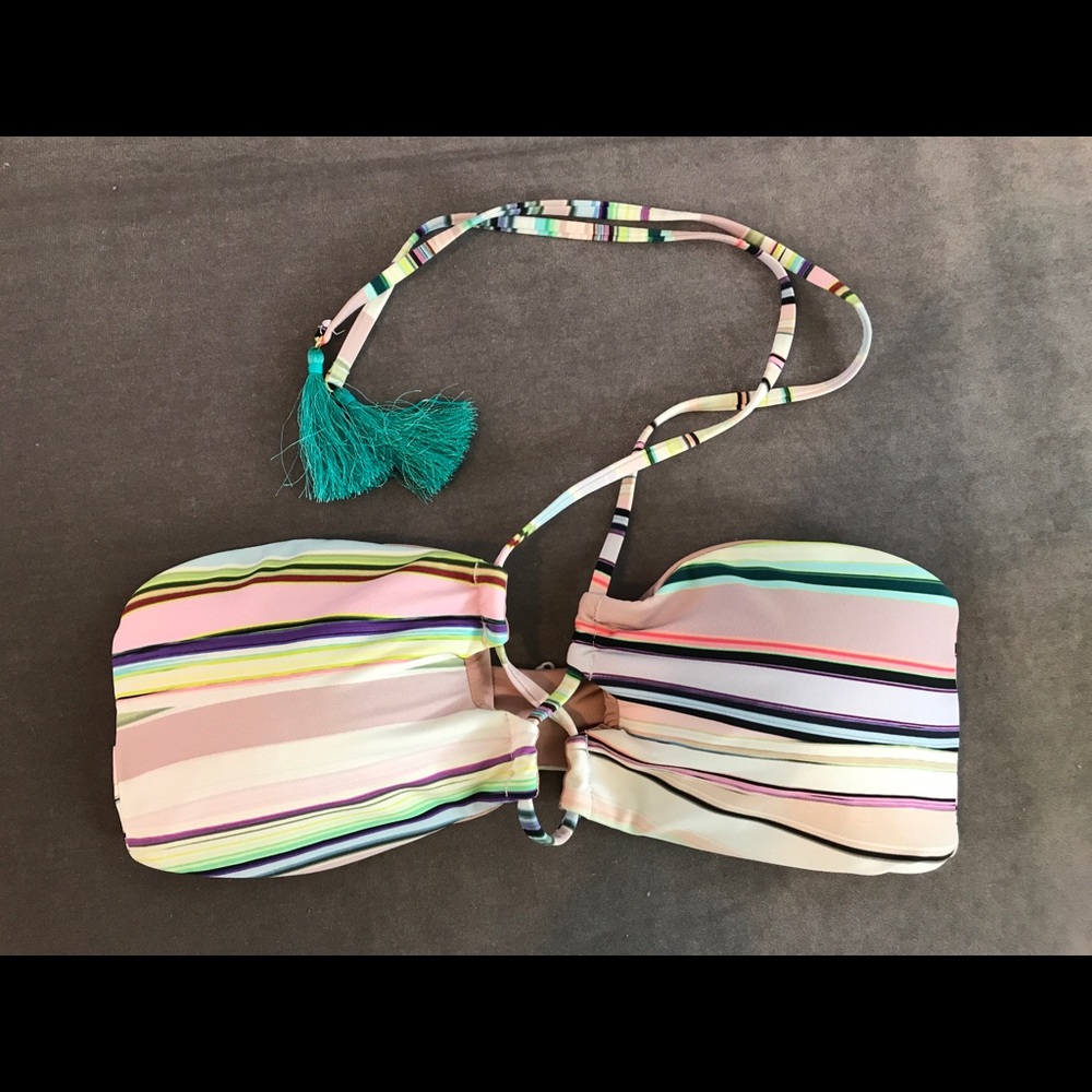 Bar III on the horizon striped halter bandeau L